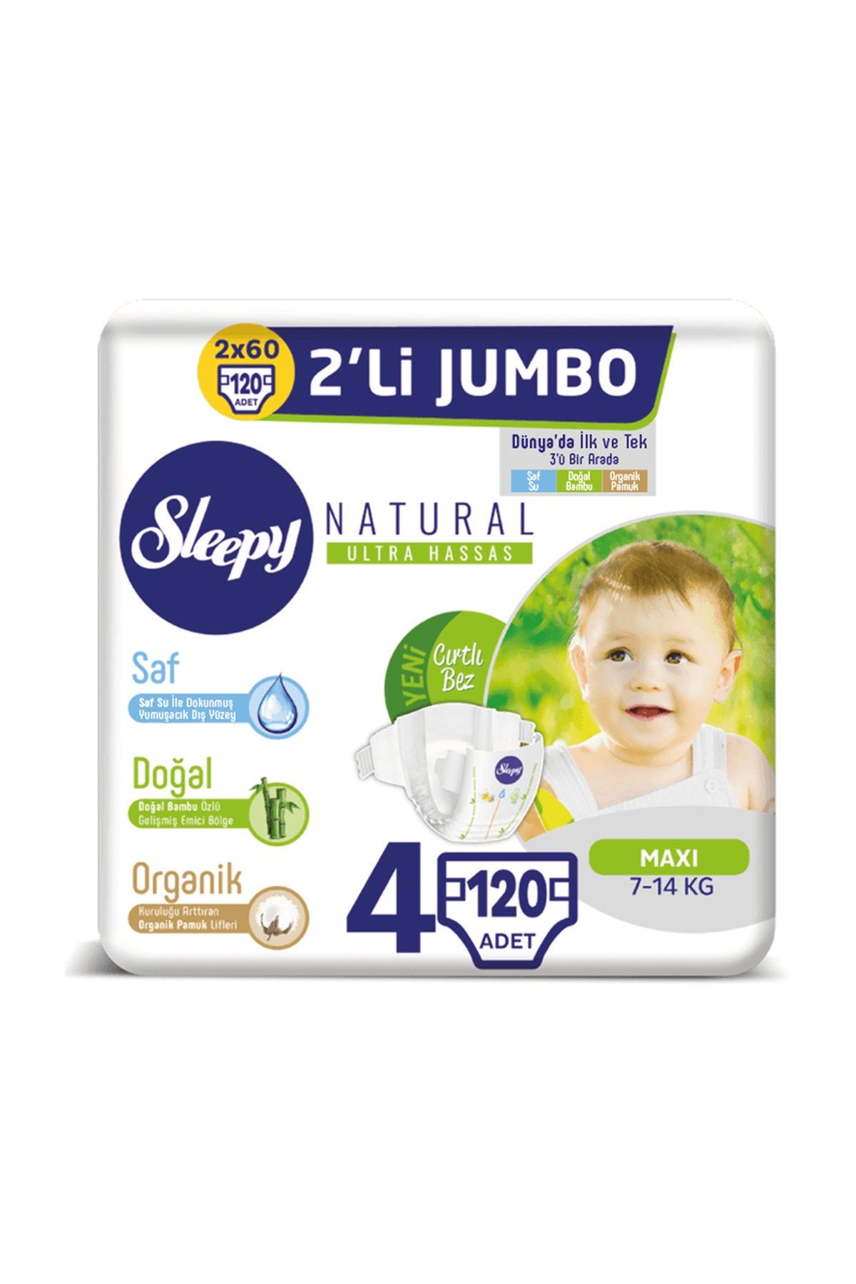 sleepy natural bebek bezi 4 beden maxi 2x2 li jumbo 120 adet fiyati yorumlari trendyol