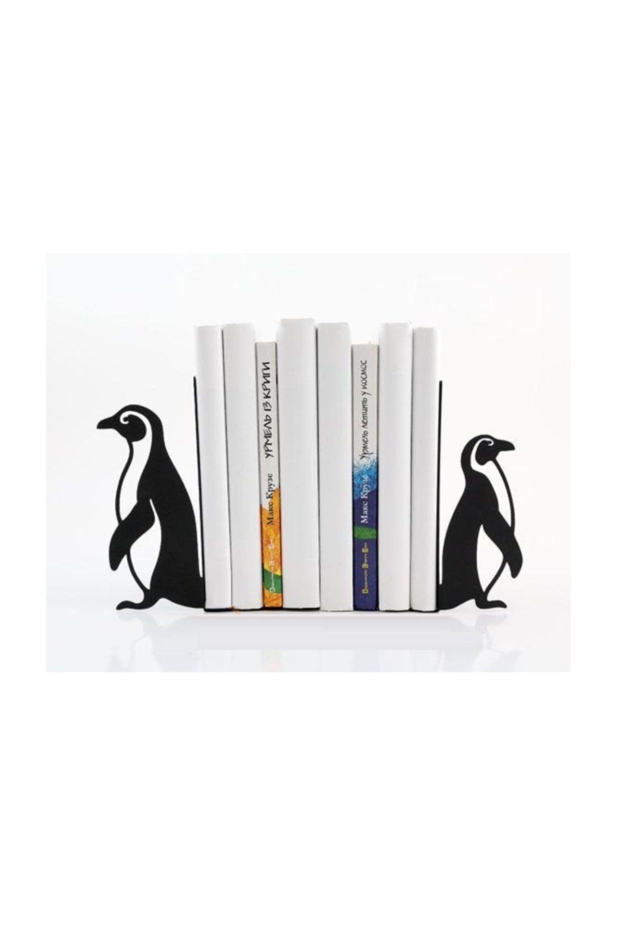 Simge Yapı Dekorasyon Penguen Figürlü Dekoratif Metal Kitap Tutucu, Kitap Desteği