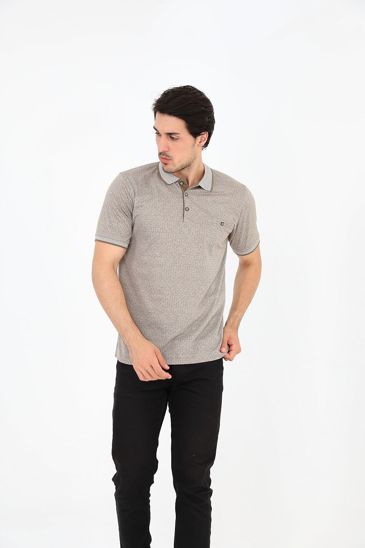تی شرت جیبی یقه پولو مردانه با آستین کوتاه سایز بزرگ