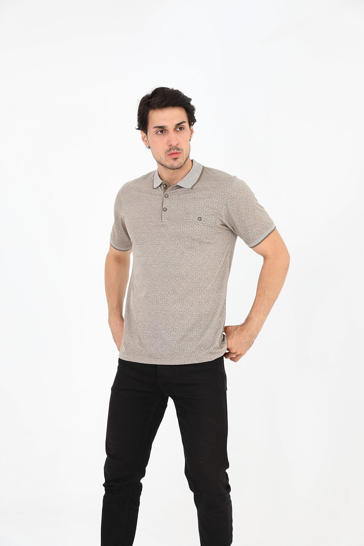 تی شرت جیبی یقه پولو مردانه با آستین کوتاه سایز بزرگ