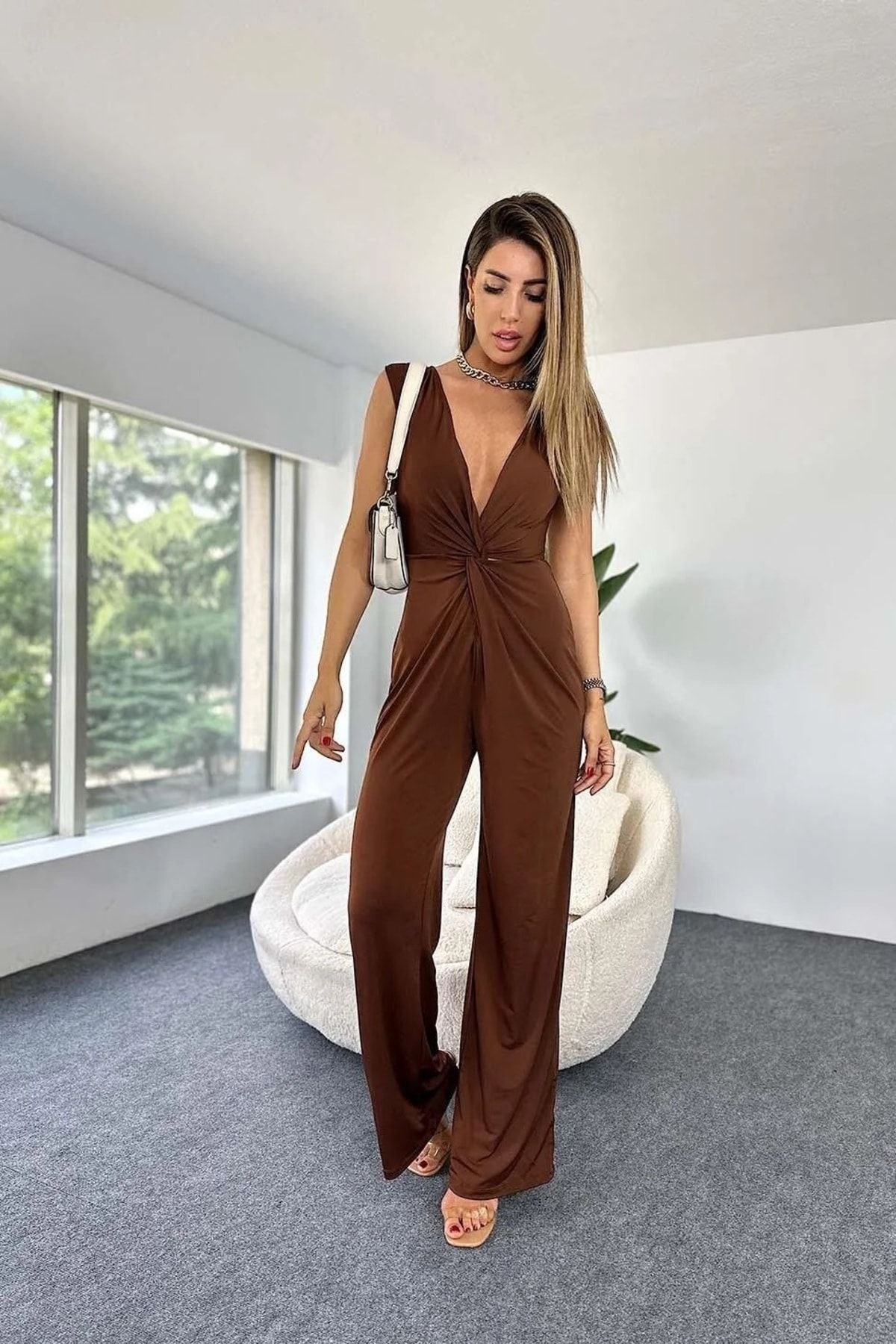 Jumpsuit with clearance back zipper