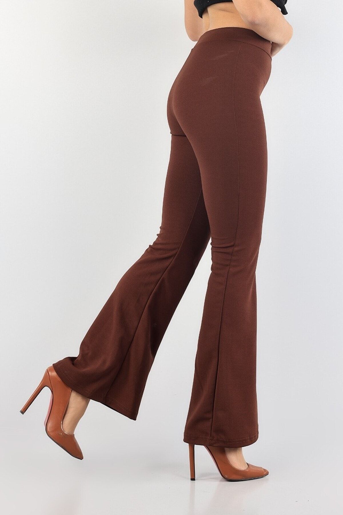 EDAMODA Women's Brown High Waist Spanish Tights with Cuffed Crepe Fabric -  Trendyol
