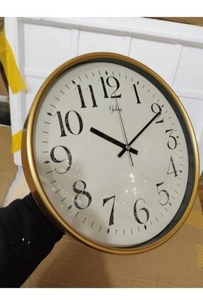 Modern İş-sat Duvar Saati 30 cm Altın Reçine Yuvarlak Image 0