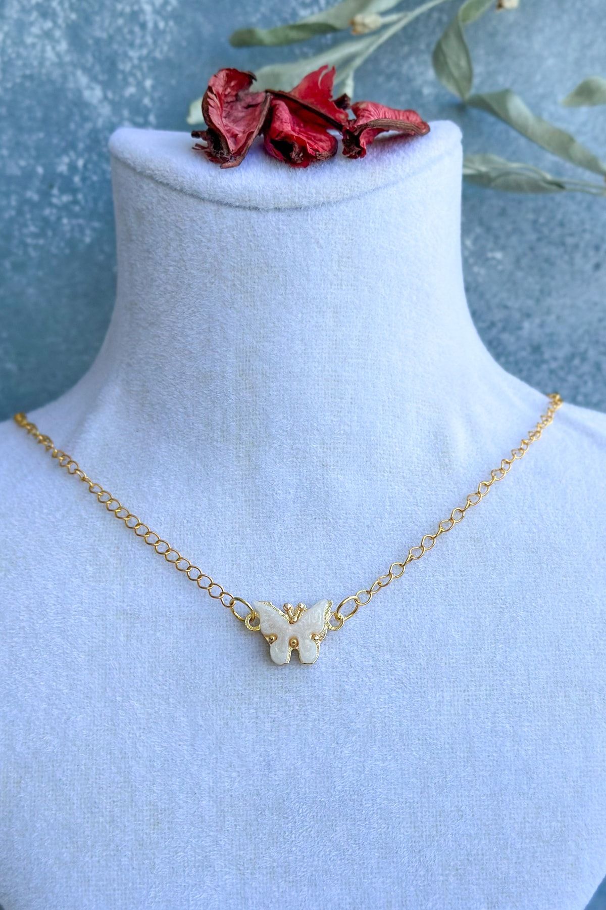 Stone hot sale butterfly necklace