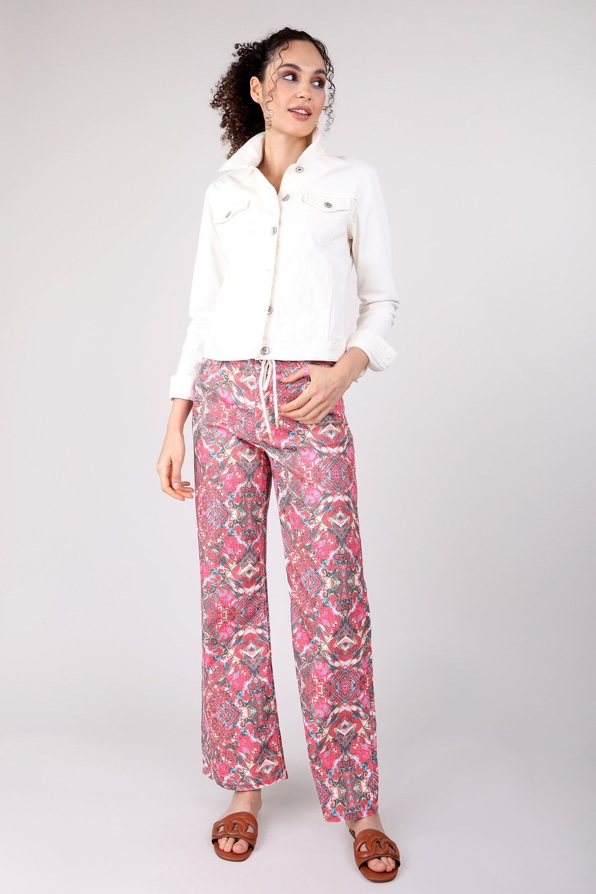 Blue Fire Pants Multicolor Wide leg Trendyol