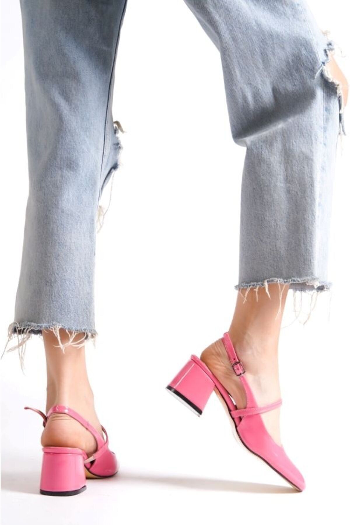 Pink thick 2025 heels