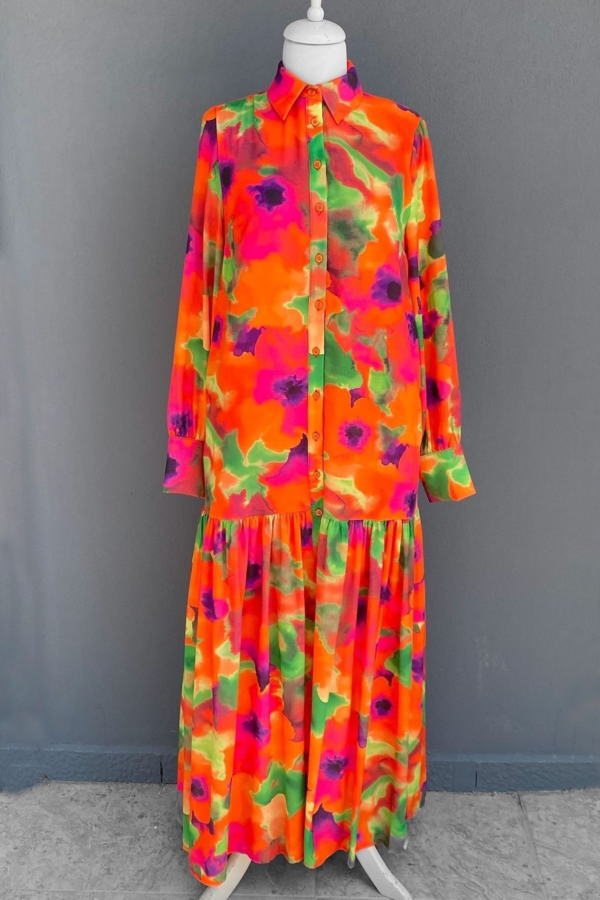 Frilly top shirt dress