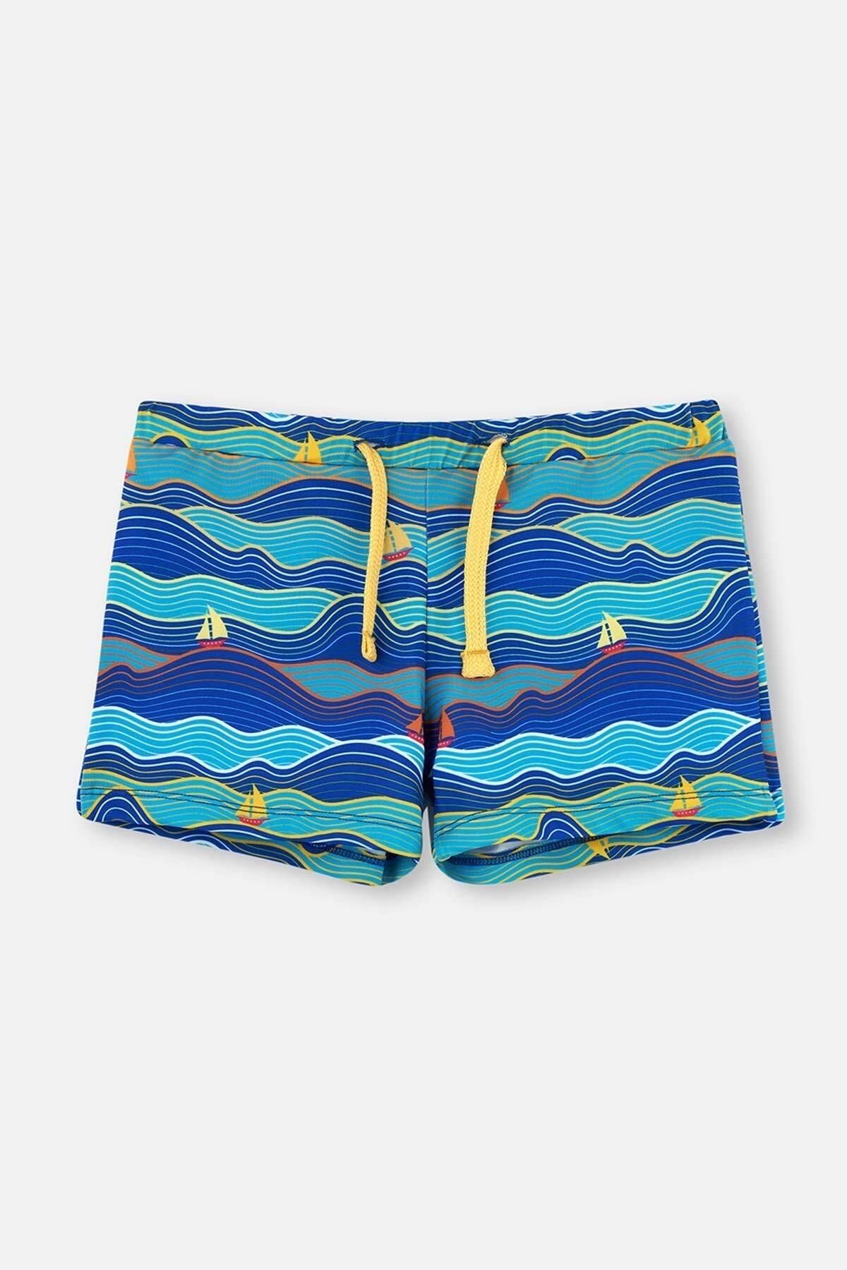 Dagi Sax Blue Sail Patterned Shorts - Trendyol