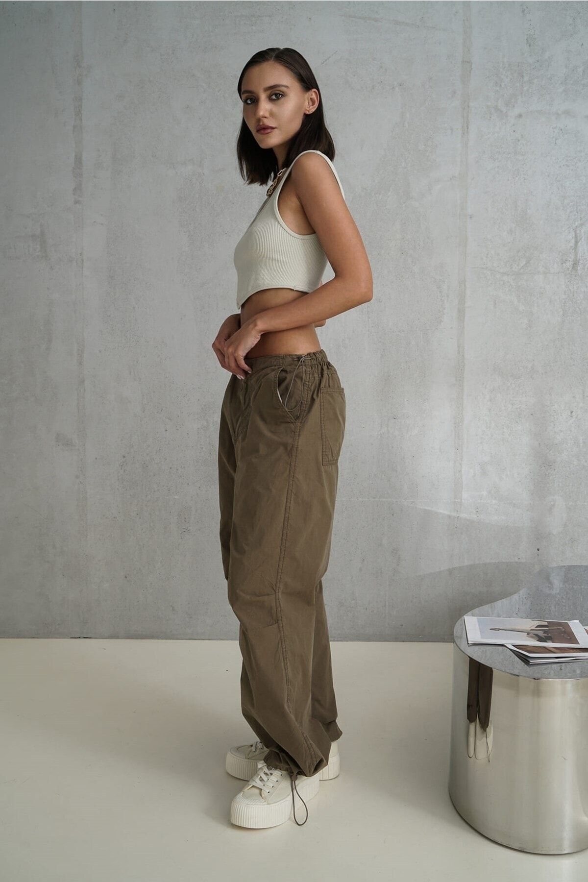 Mai Collection Simone Beige Cargo Trousers