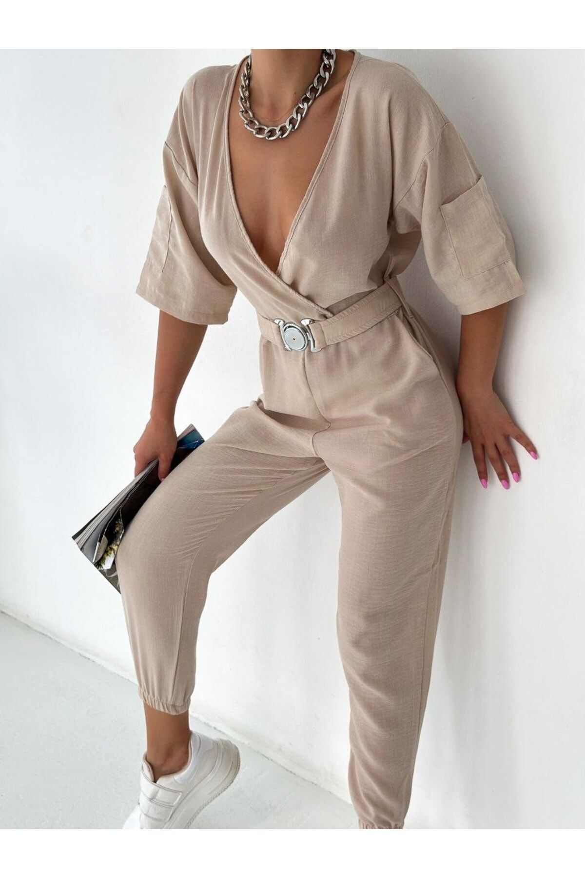Womens outlet cream jumpsuit