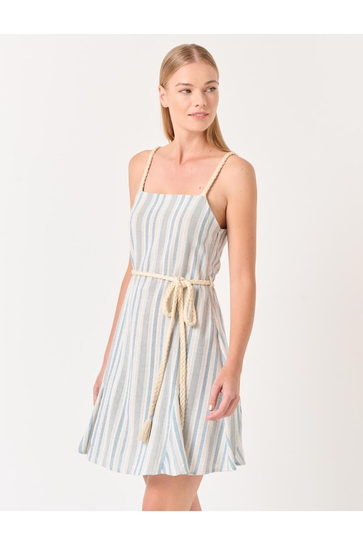 Baby blue stripe top mini dress