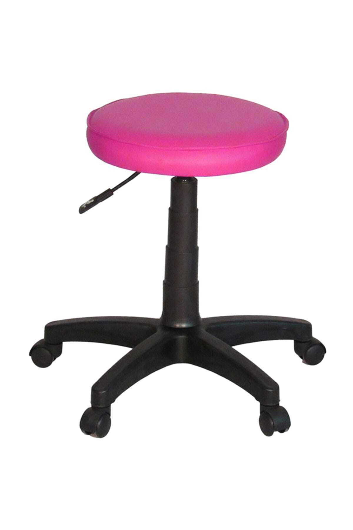 Türksit Amortisörlü Tabure Deri Pembe