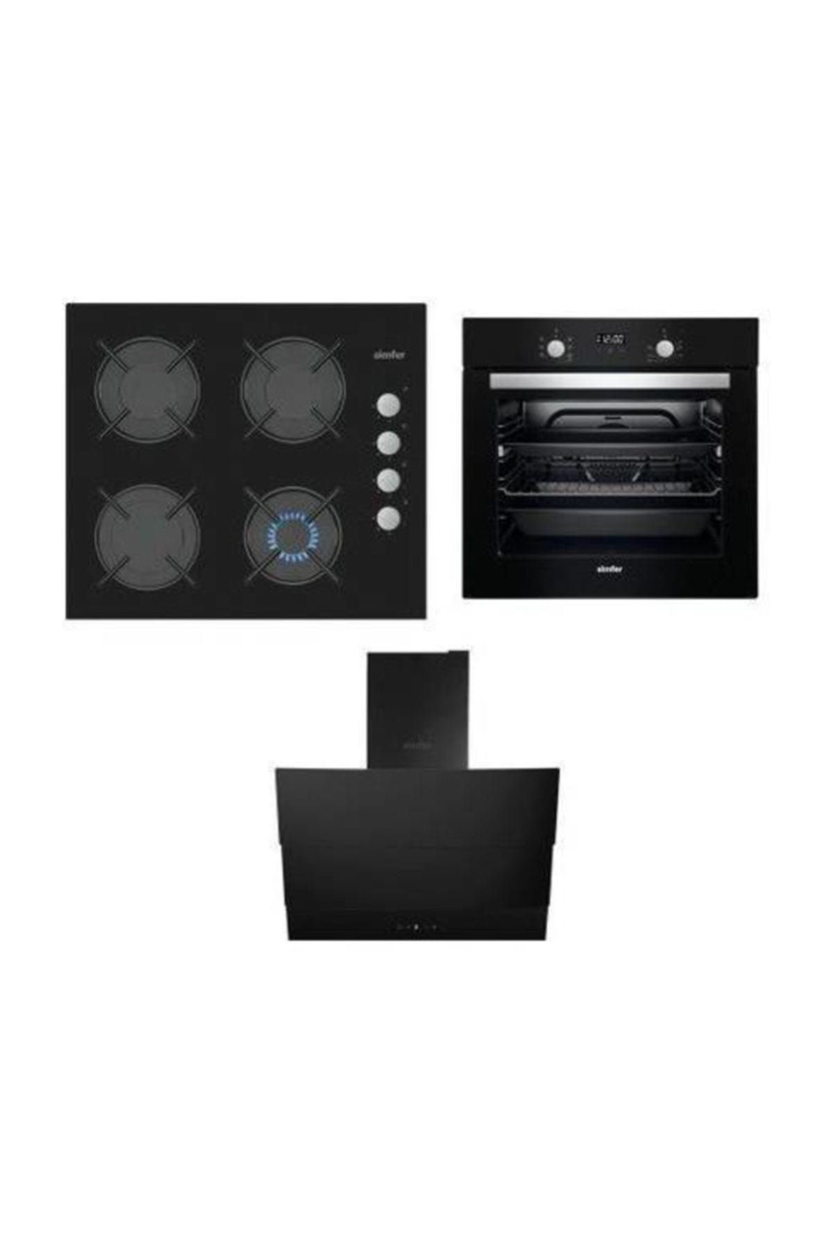 Simfer Siyah Cam Ankastre Set 16( 7307 Fırın - 3500 Ocak - 8658 Davlumbaz)