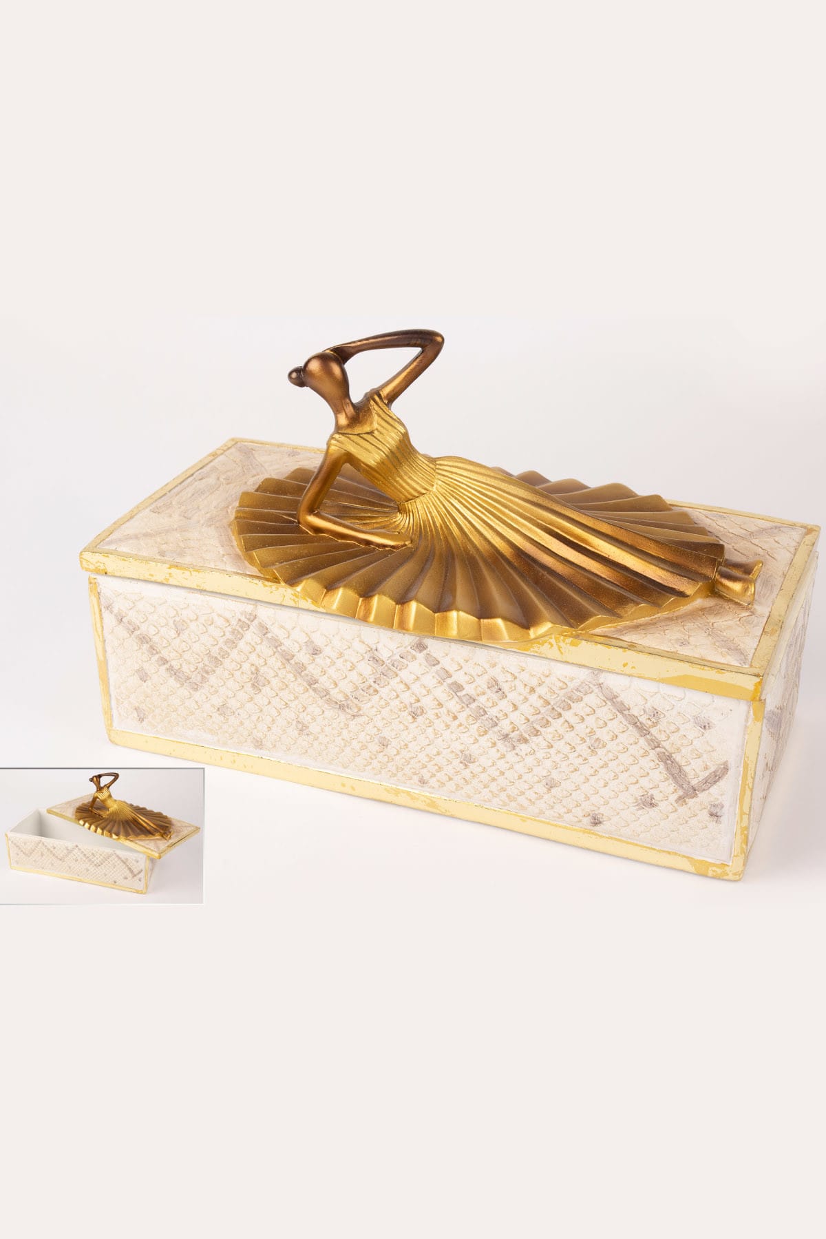 Mikasa Moor Gold Krem Resin Dekoratif Kutu 30x16x19cm