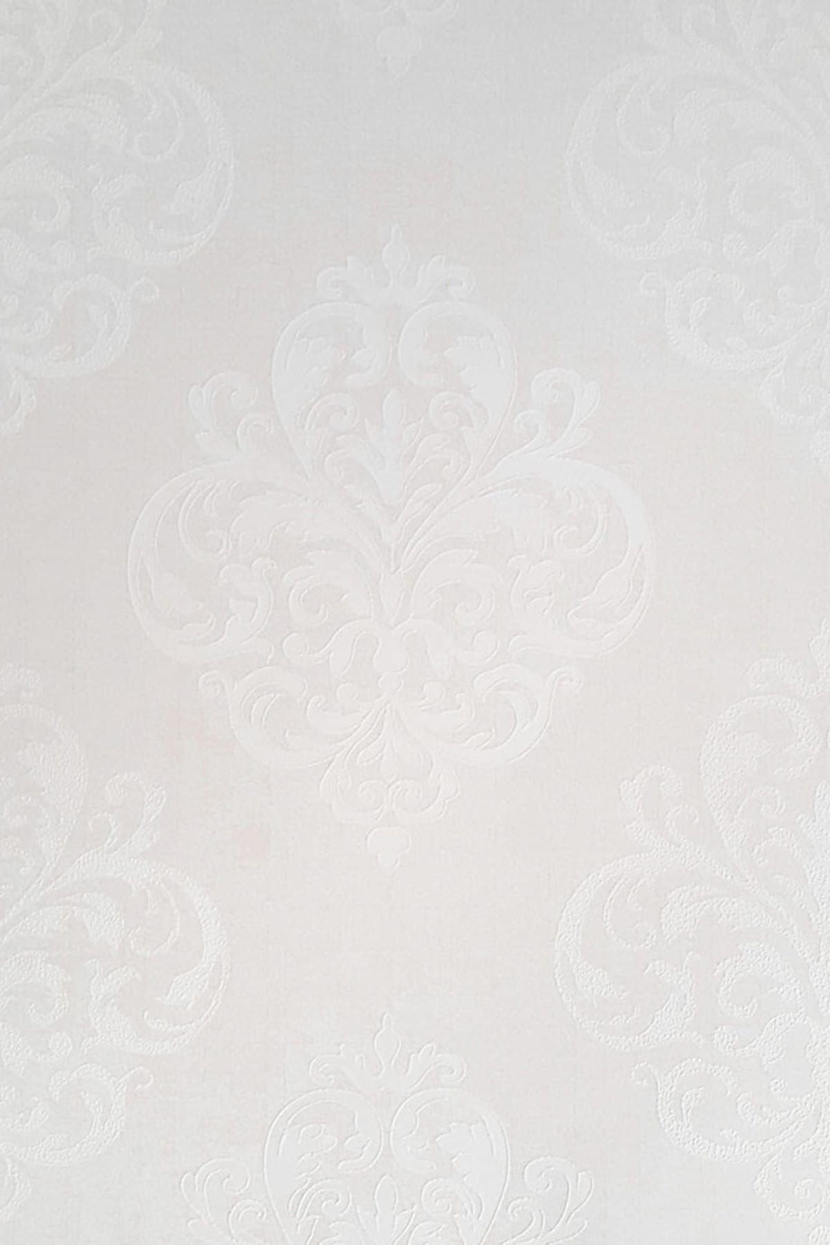 Golden Flamingo 17201 Beyaz Damask Desenli Duvar Kağıdı