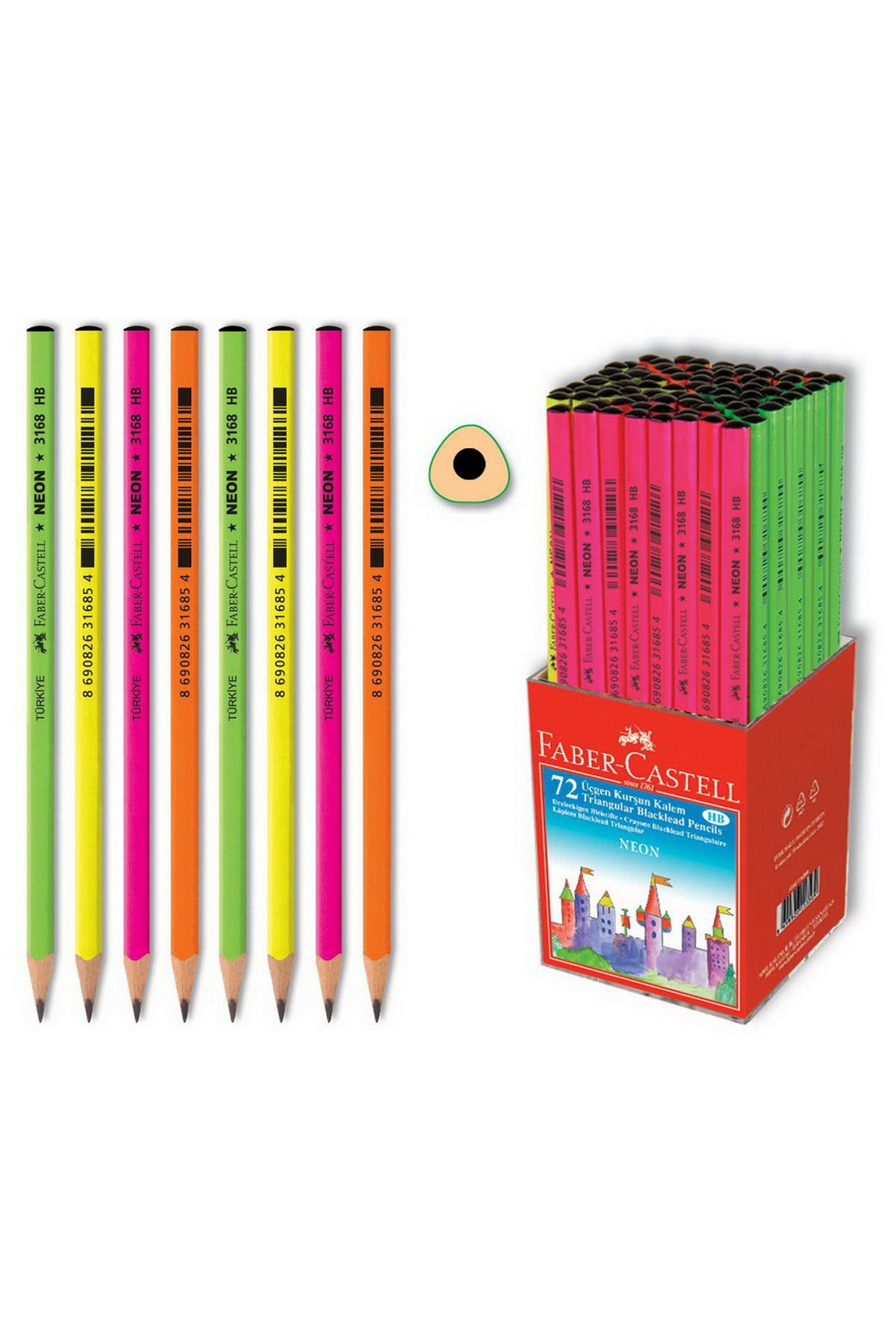 Faber Castell Faber Neon Dipli Üçgen Kurşun Kalem 12 Li Paket (5244316800)