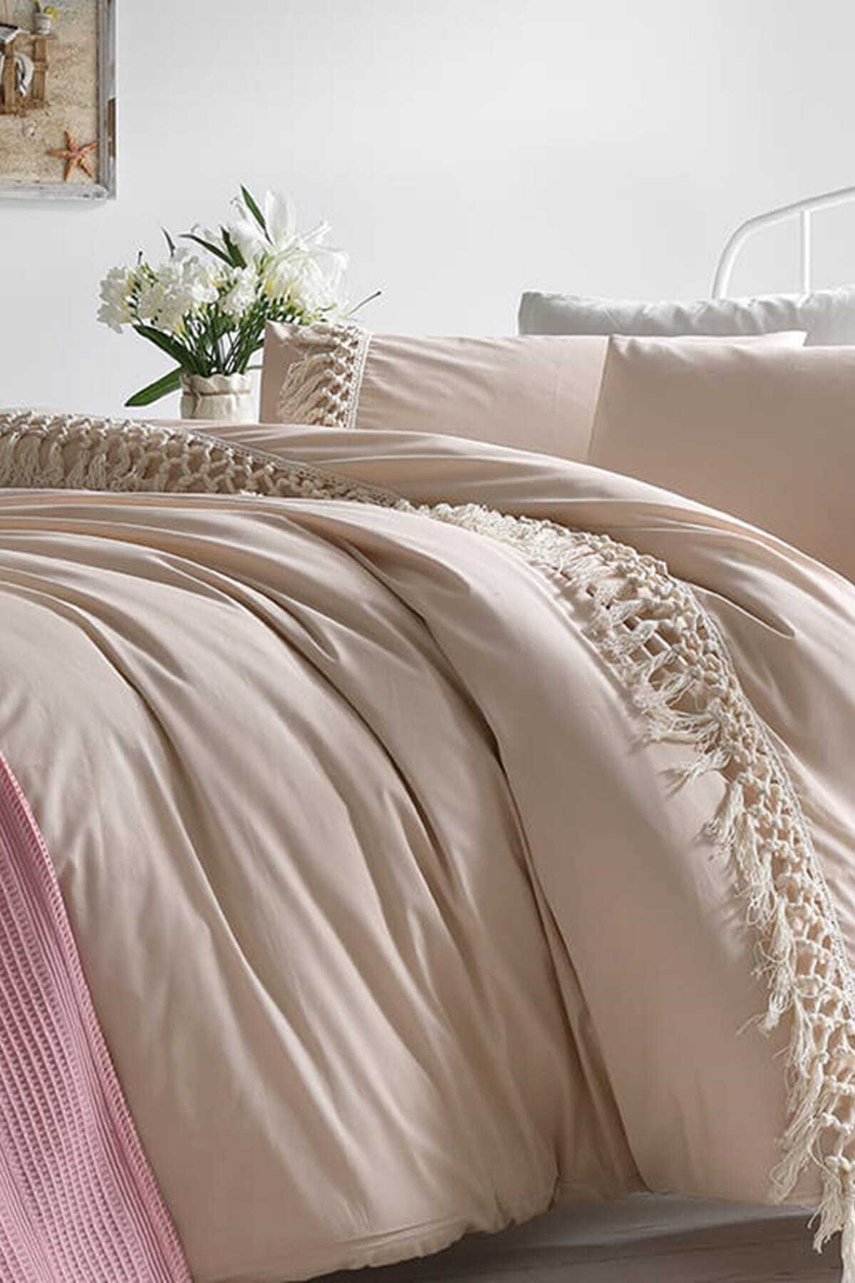 English Home Macrame Pamuklu Tek Kisilik Makrome Nevresim 160x220 Cm Bej Fiyati Yorumlari Trendyol