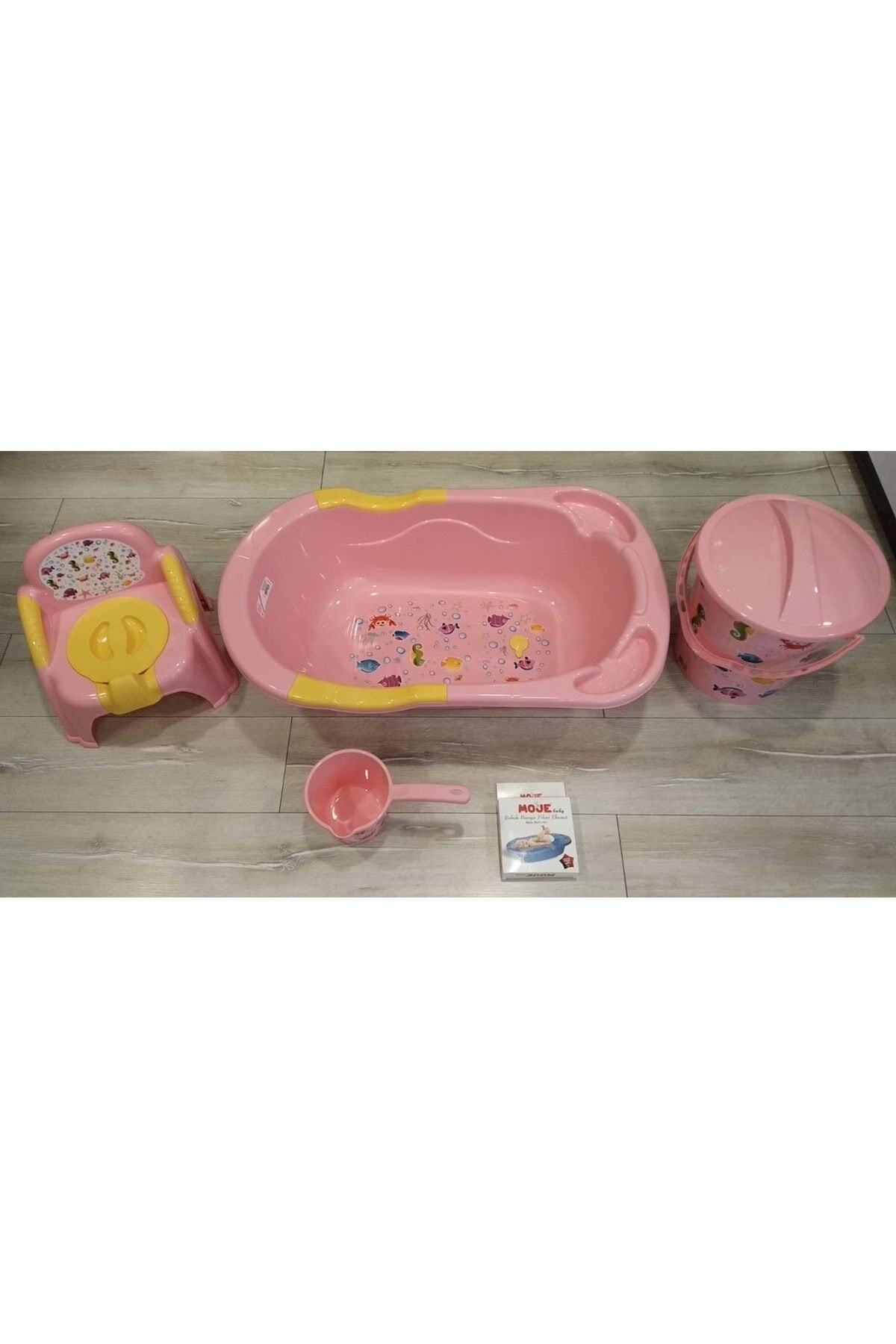 IRAK PLASTİK Irak Plastik Bebek Banyo Seti 5 Parça (Pembe Balık Desenli)