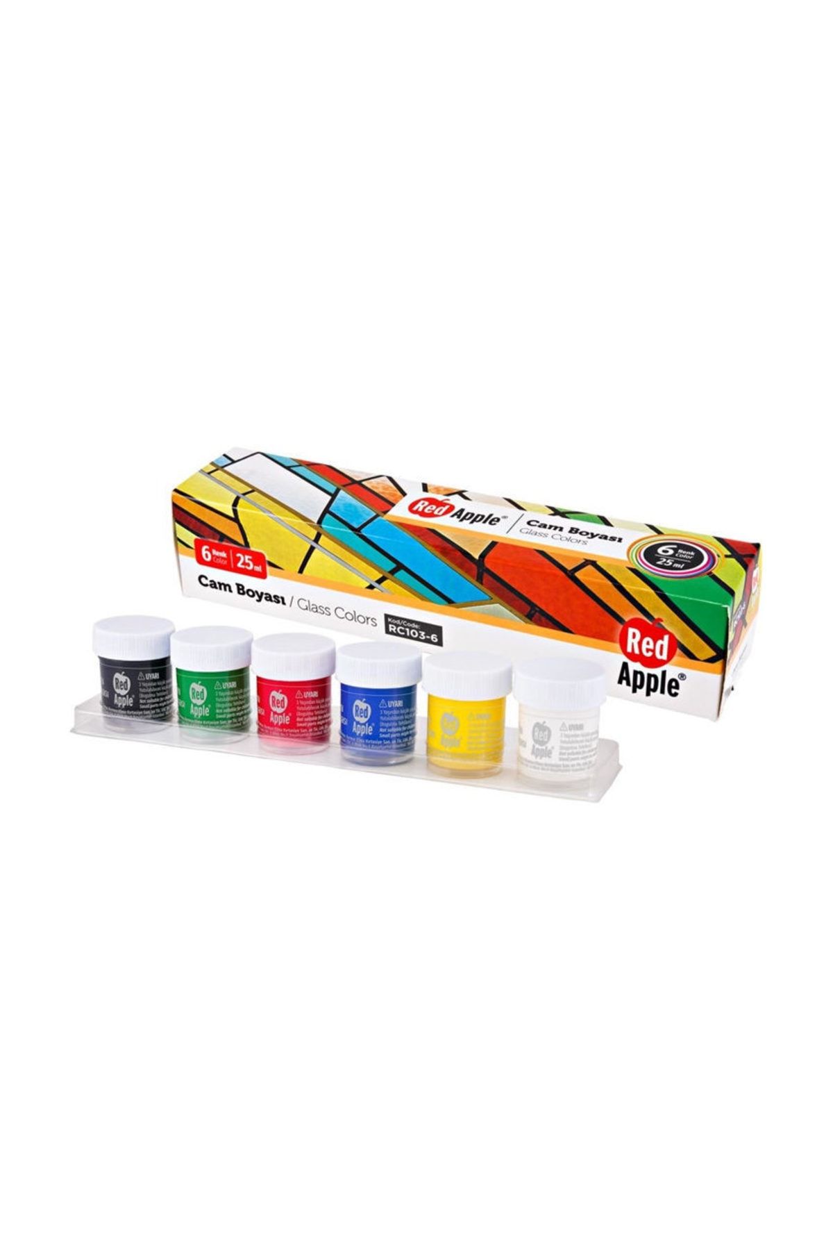 Red Apple Su Bazlı Cam Boyası 6 Renk x 25 ml