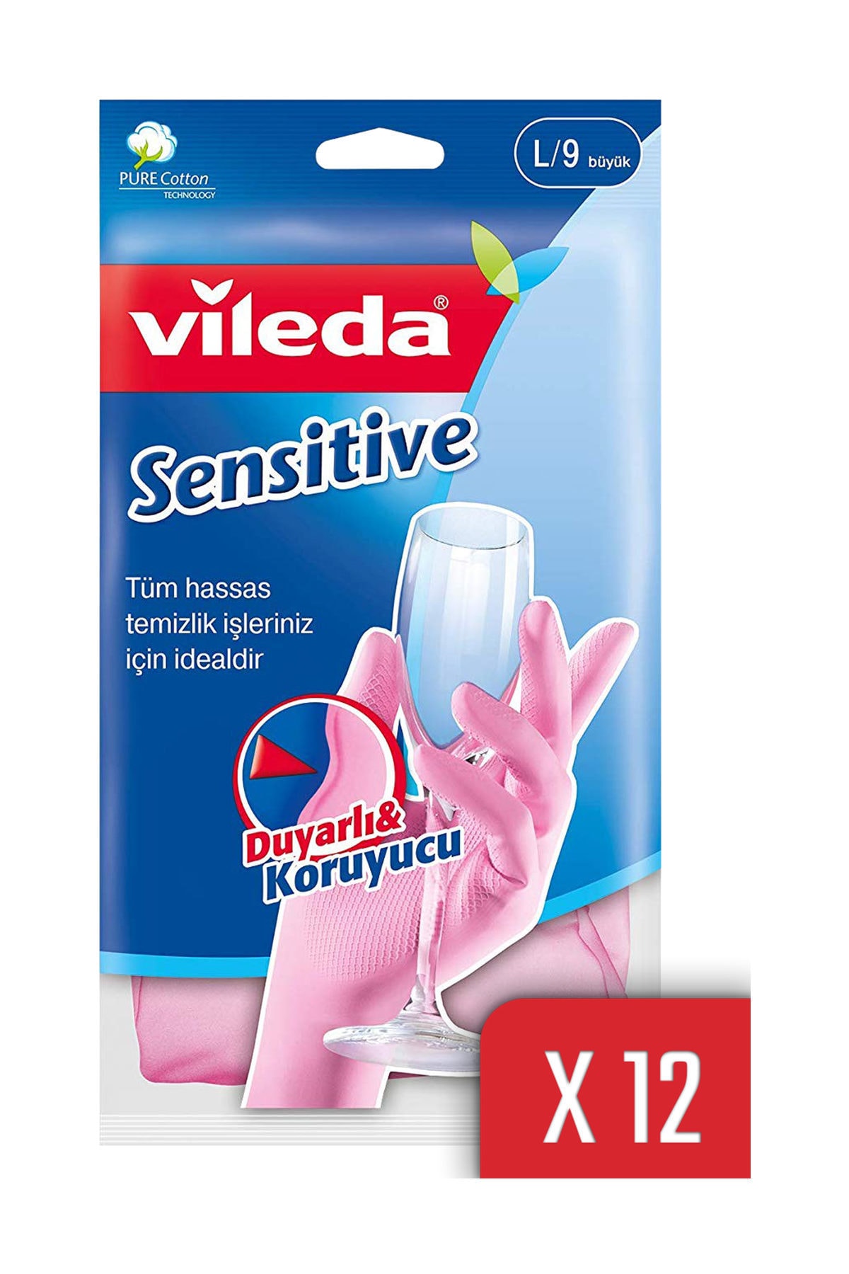 Vileda Sensitive Eldiven No 9 Büyük Boy 12'li Paket