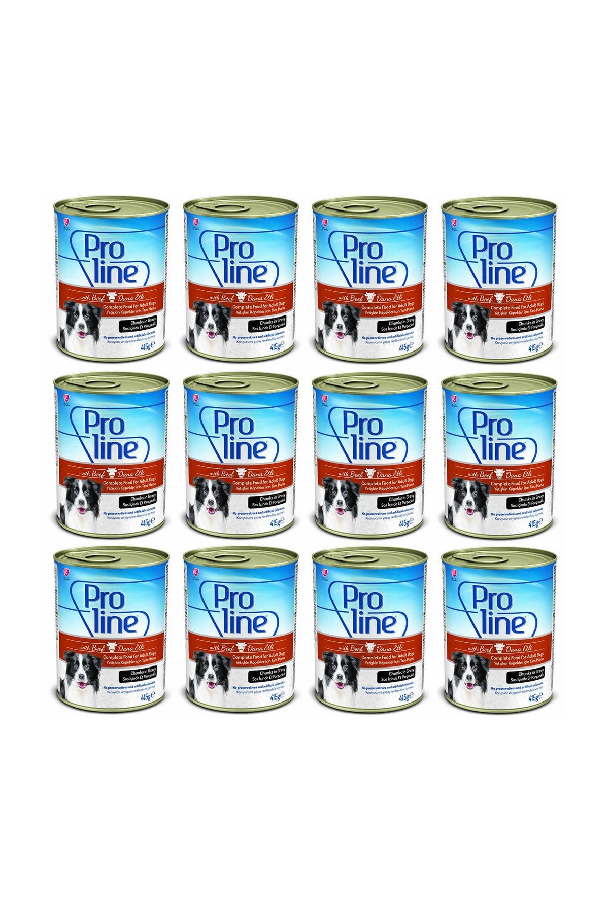 Pro Line Biftekli Et Parçacıklı Köpek Konservesi 415 gr x 12 Adet