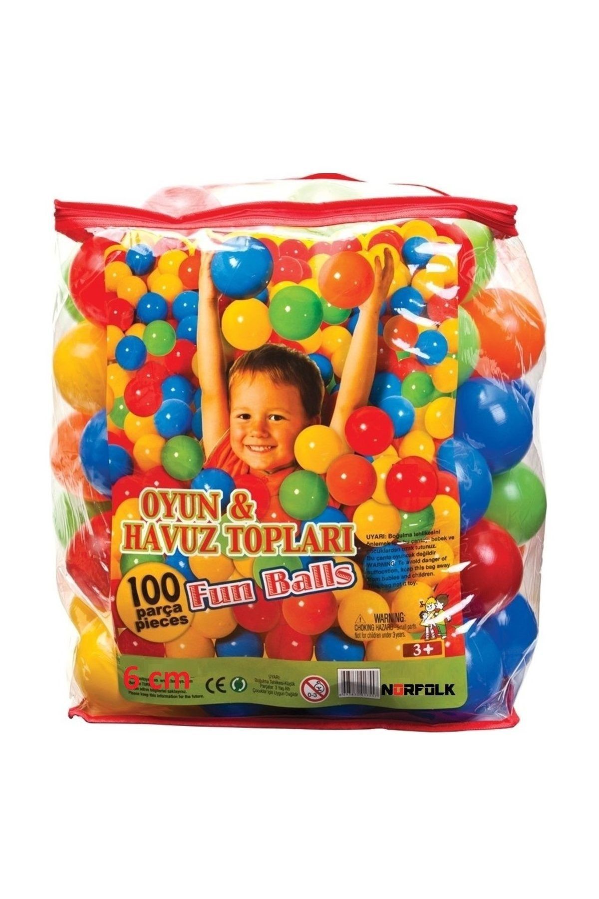 NORFOLK Oyun Havuz Topu Şişme Oyun Havuz Topları 6 Cm 100 Adet- Torbada /