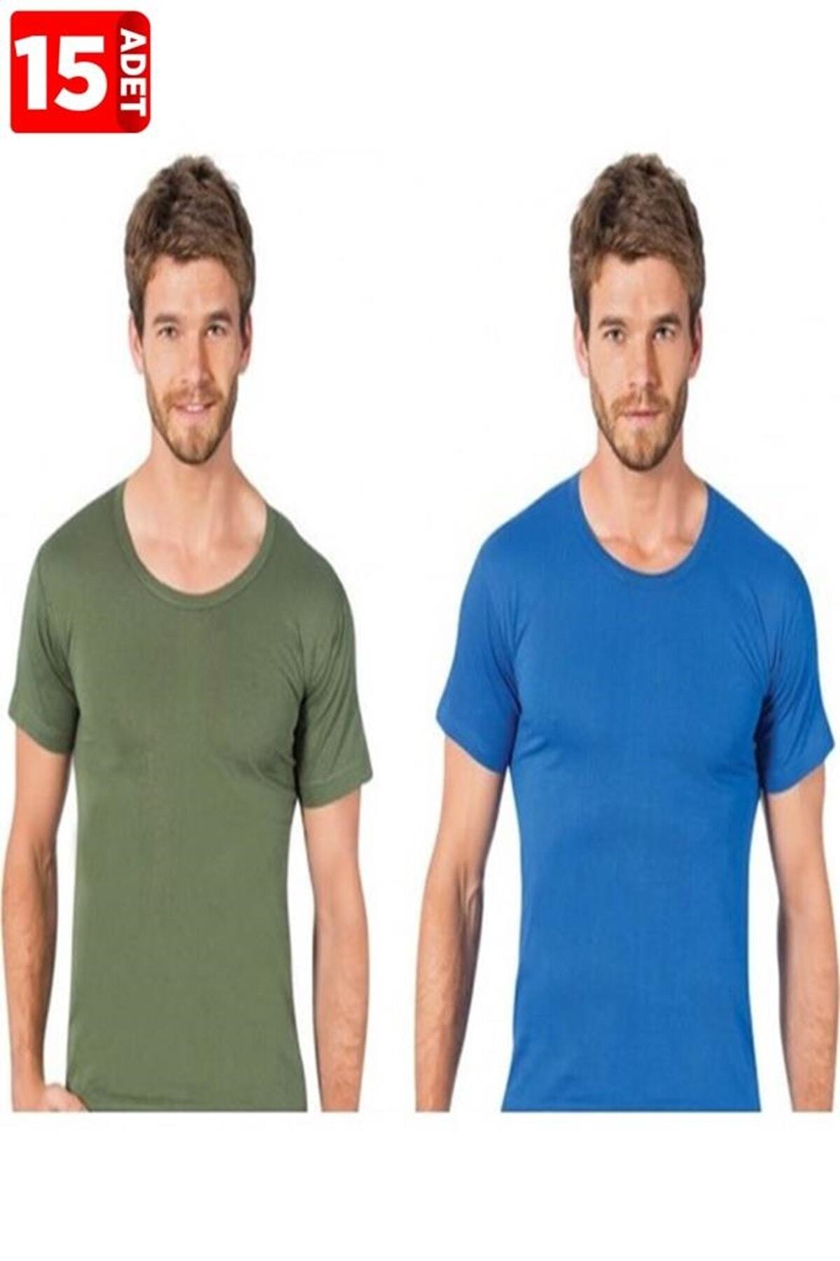 Seher Yıldız Erkek 15'Li Paket %100 Pamuk %100 Pamuk Açık Yaka Fanila Asorti