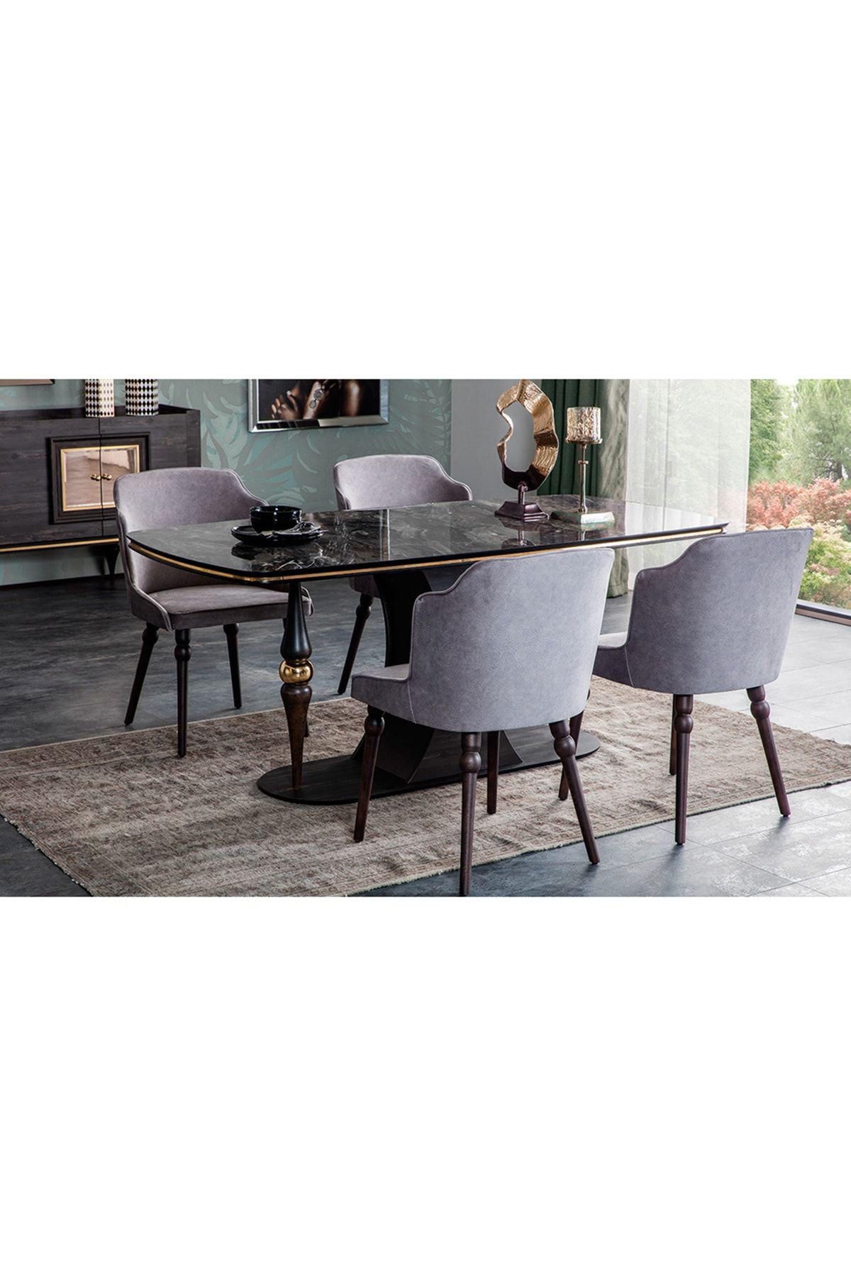 CaddeYıldız Negro Luxury Yemek Masası Takımı