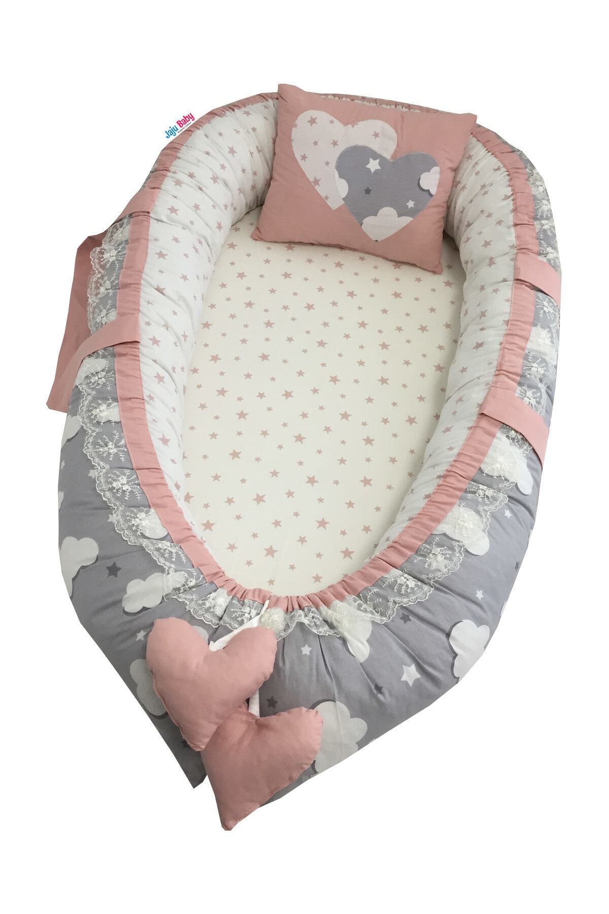 Jaju Baby Gri Bulut Pudra Yıldız Lüx Ortopedik Baby Nest