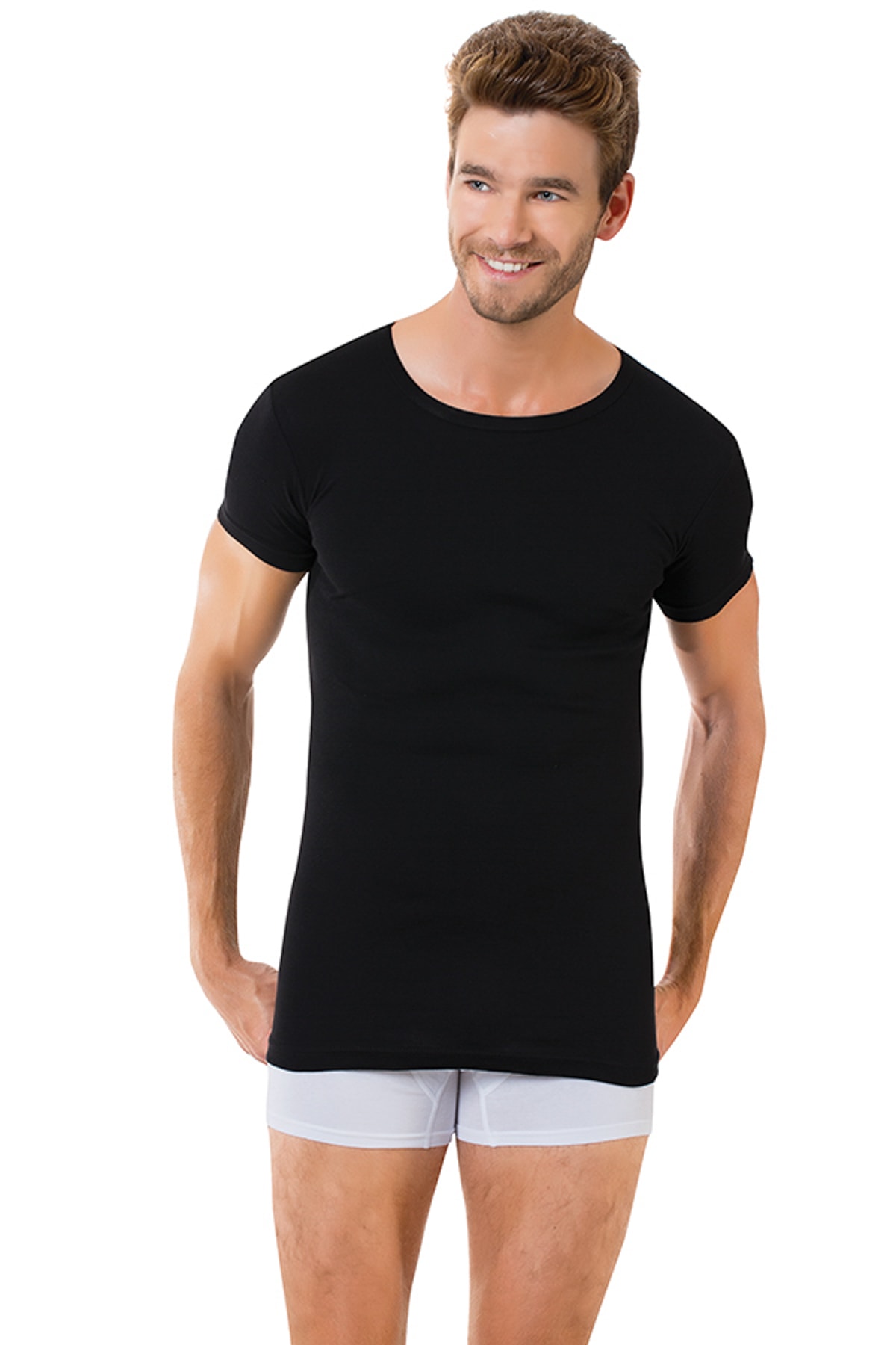 Öztaş Underwear Erkek Siyah V Yaka Kolsuz Atlet 1040L