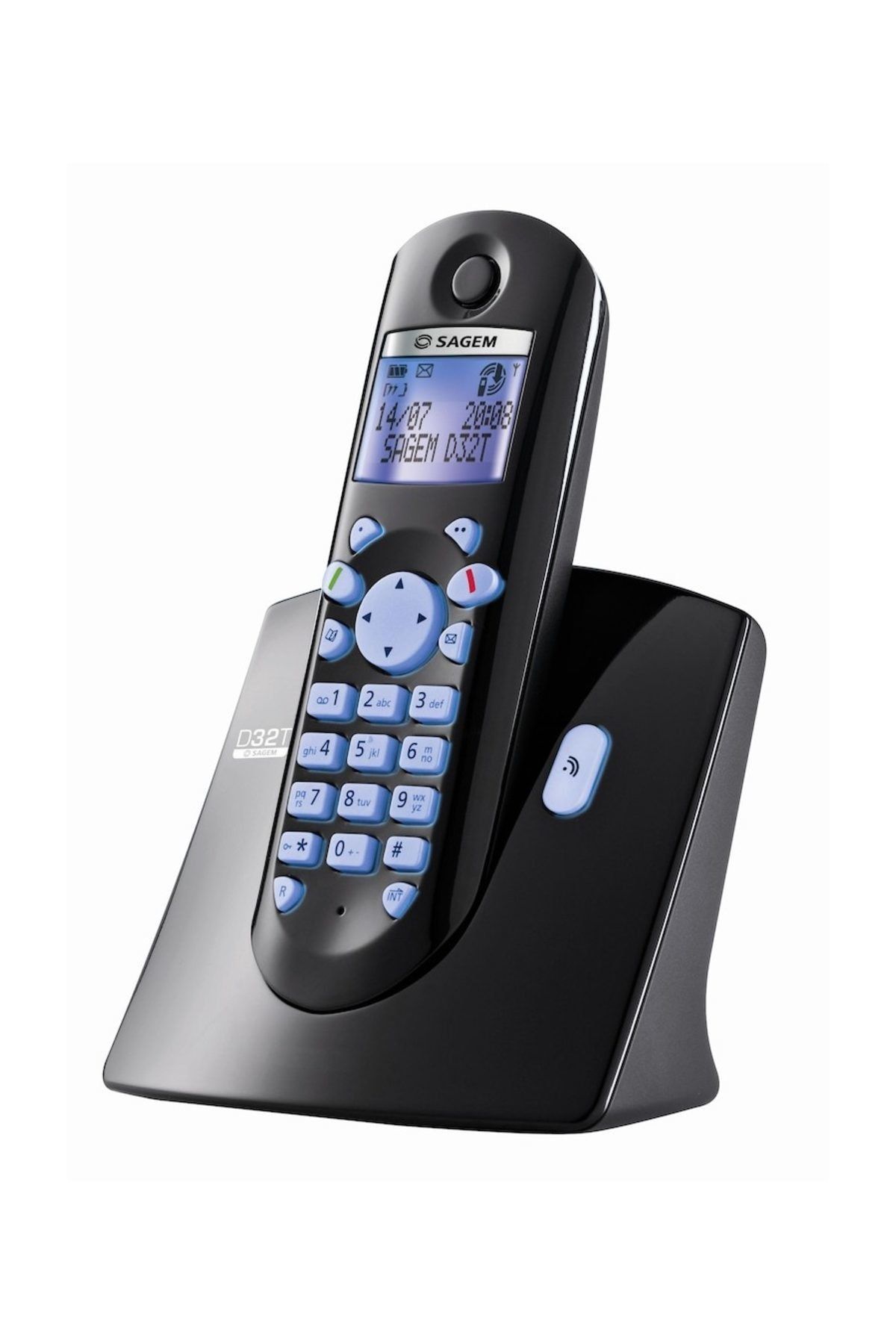 SAGEM D 32T - 100 Adet İsimli Rehber Hafızası, Handsfree, SMS Göderme/Alma, Mavi Işıklı Jumbo Ekran, Siyah
