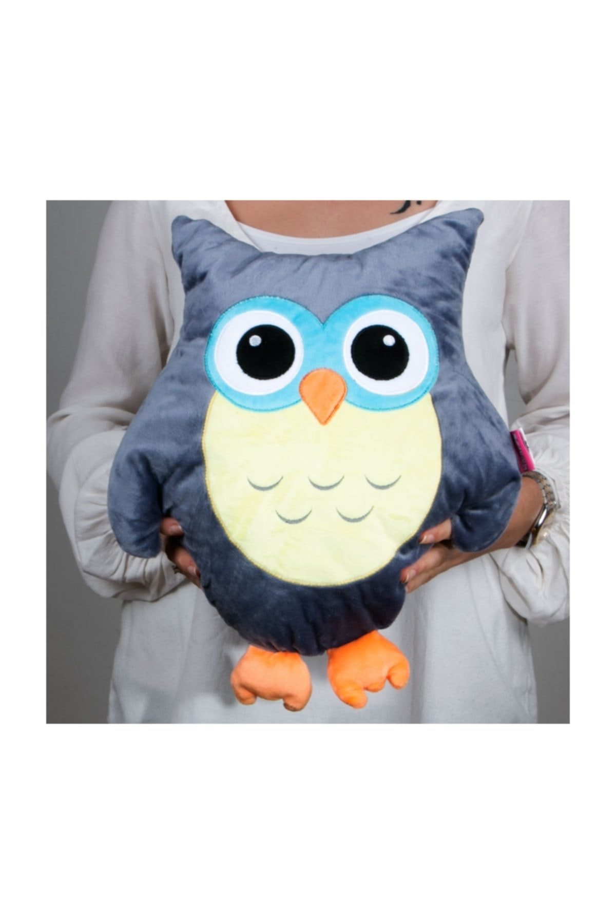 Hediyesepeti 30 Cm Baykuş Tasarımlı Peluş Yastık -baskılı Yazılı Dekoratif Kırlent