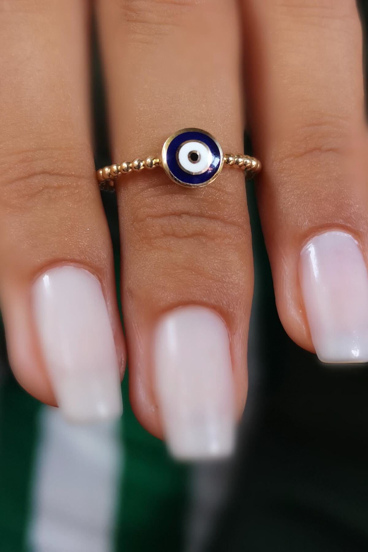 Safir Kuyumculuk Unisex Nazar Boncuklu Altın Yüzük YZ06160