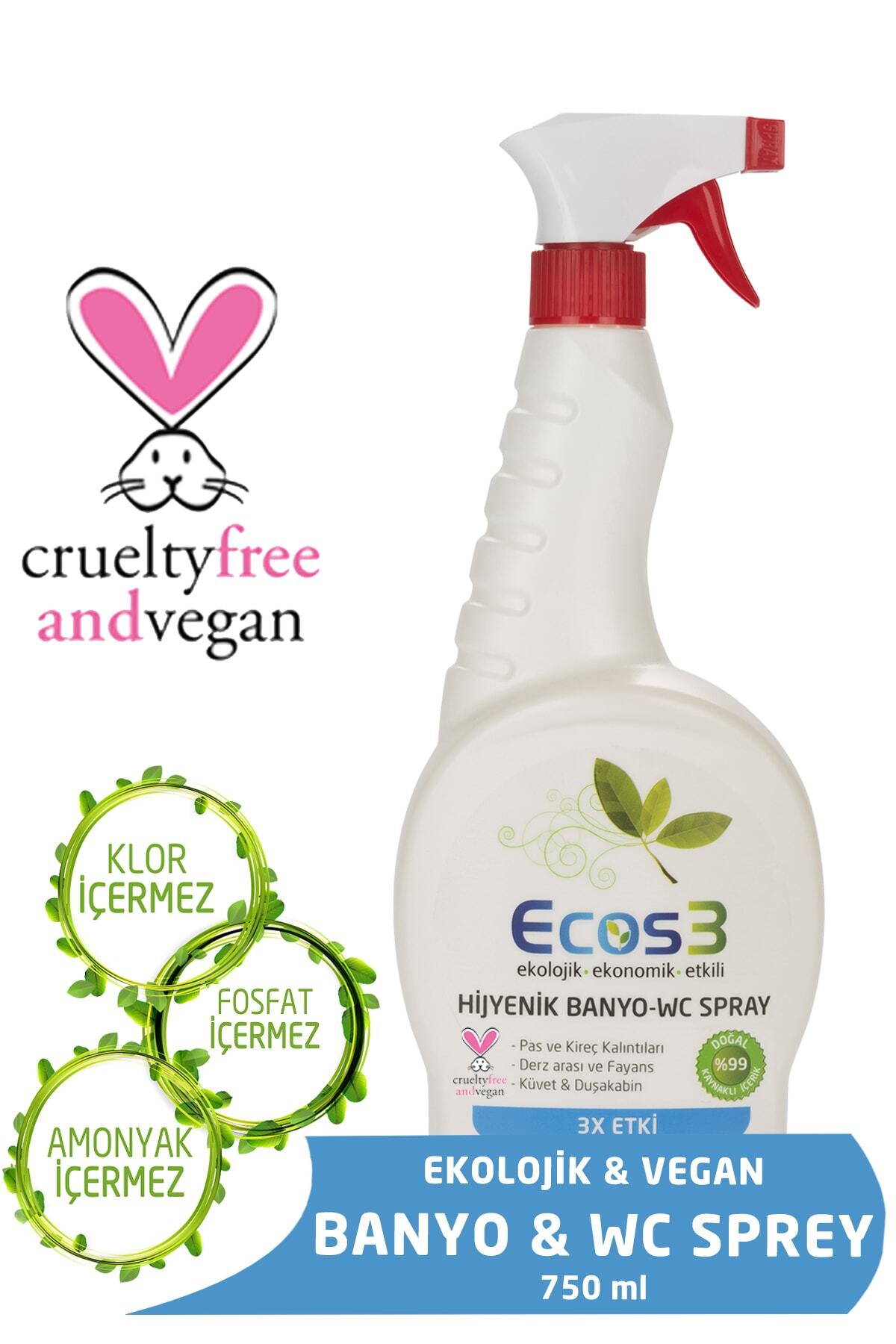 Ecos3 Ekolojik Banyo-Wc Temizleyici Sprey - 750 ml