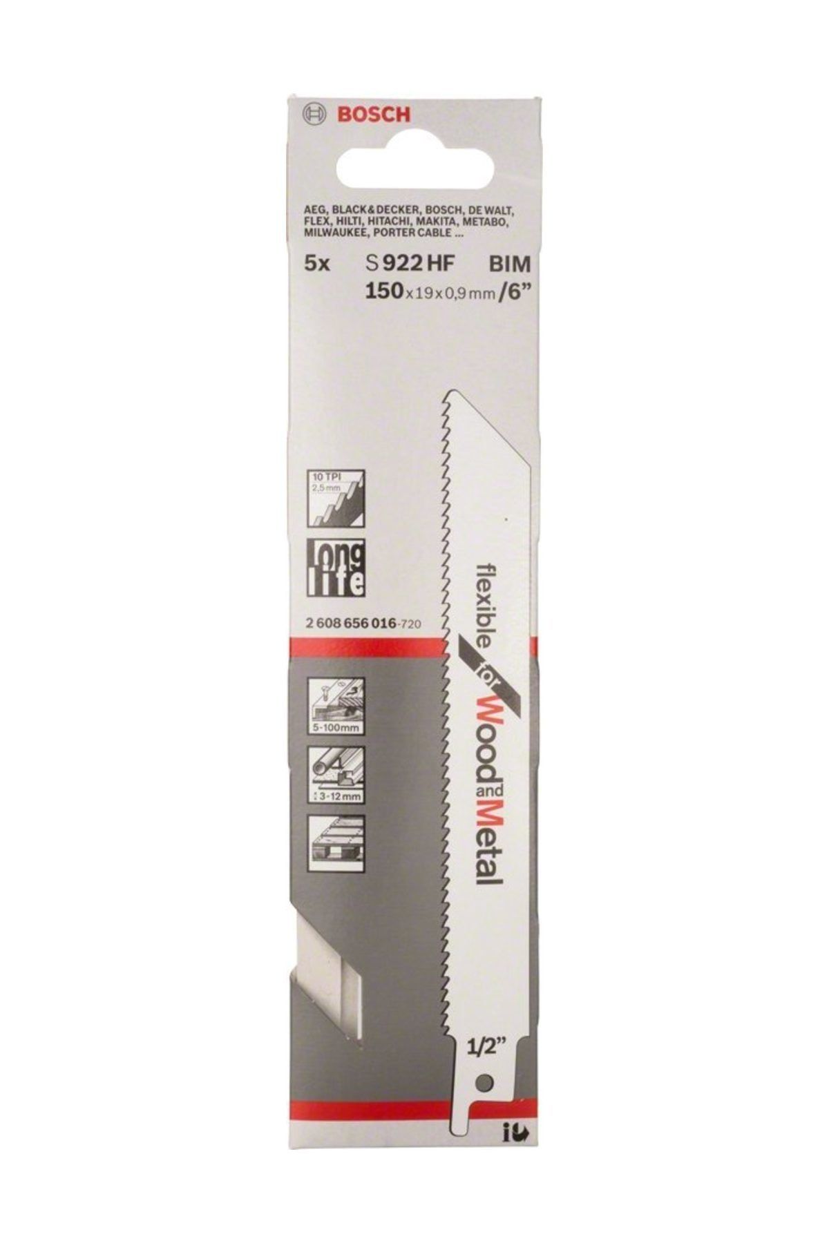 Bosch S 922 Hf Flexible For Wood And Metal 5 Li Testere Bıçağı