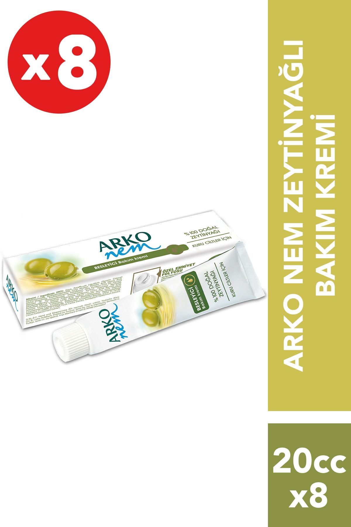 ARKO Zeytinyağlı Besleyici Bakım El Ve Vücut Kremi 20Cc 8Li Set
