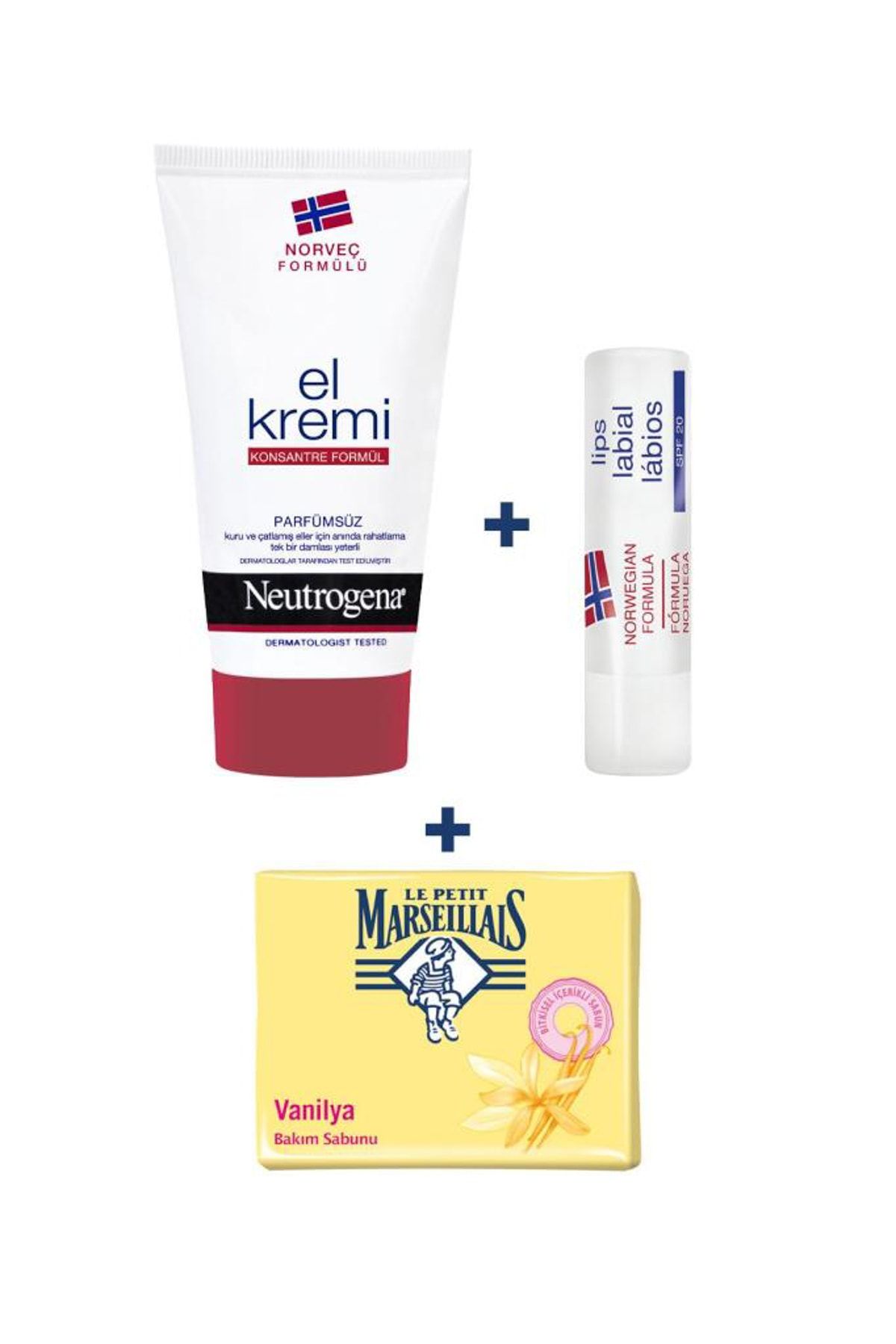 Neutrogena Parfümsüz El Kremi 75 ml + Neutrogena Dudak Kremi + Lpm El Ve Bakım Sabunu Vanilya Sütü 90 gr