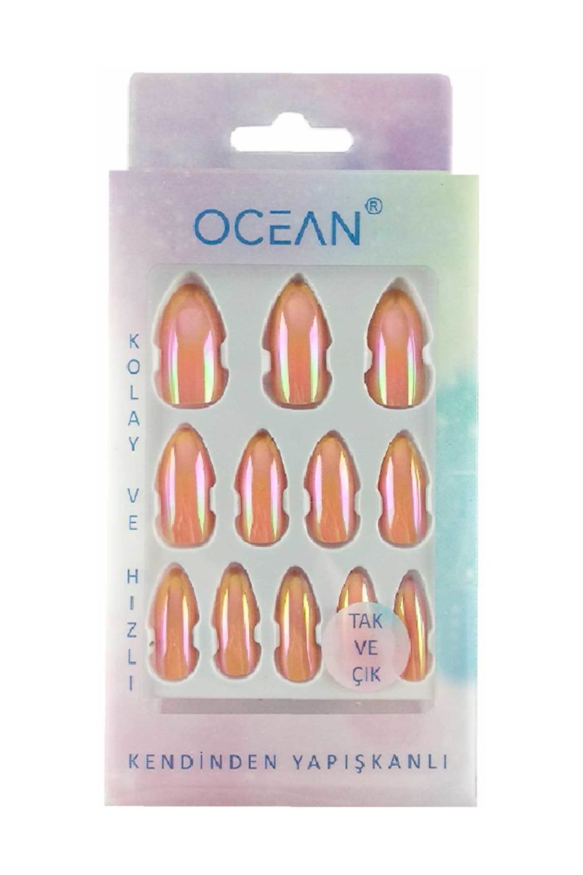 Ocean Tak Ve Çık Takma Tırnak [parlak Satin Koyu Krem]