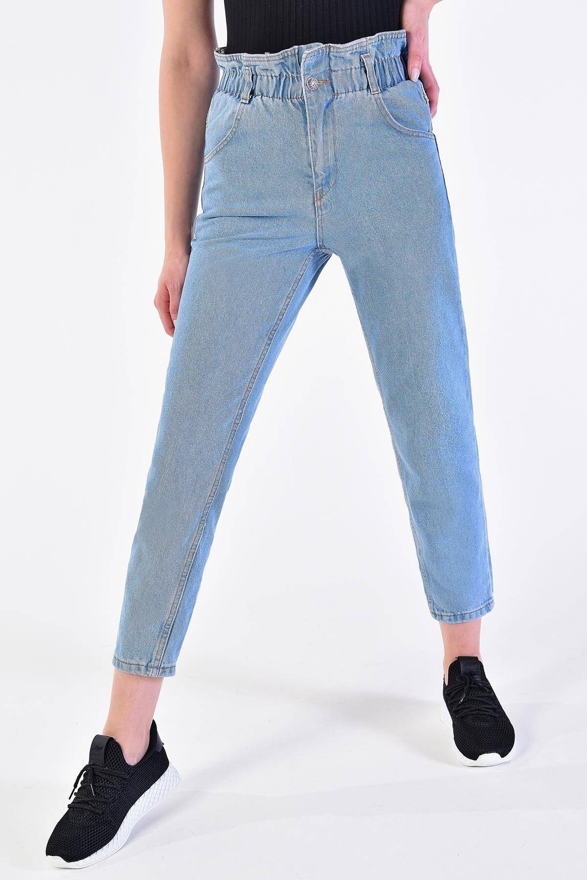 addax kadin acik kot rengi beli lastikli mom jean pantolon pn2416 pnd adx 0000020660 fiyati yorumlari trendyol