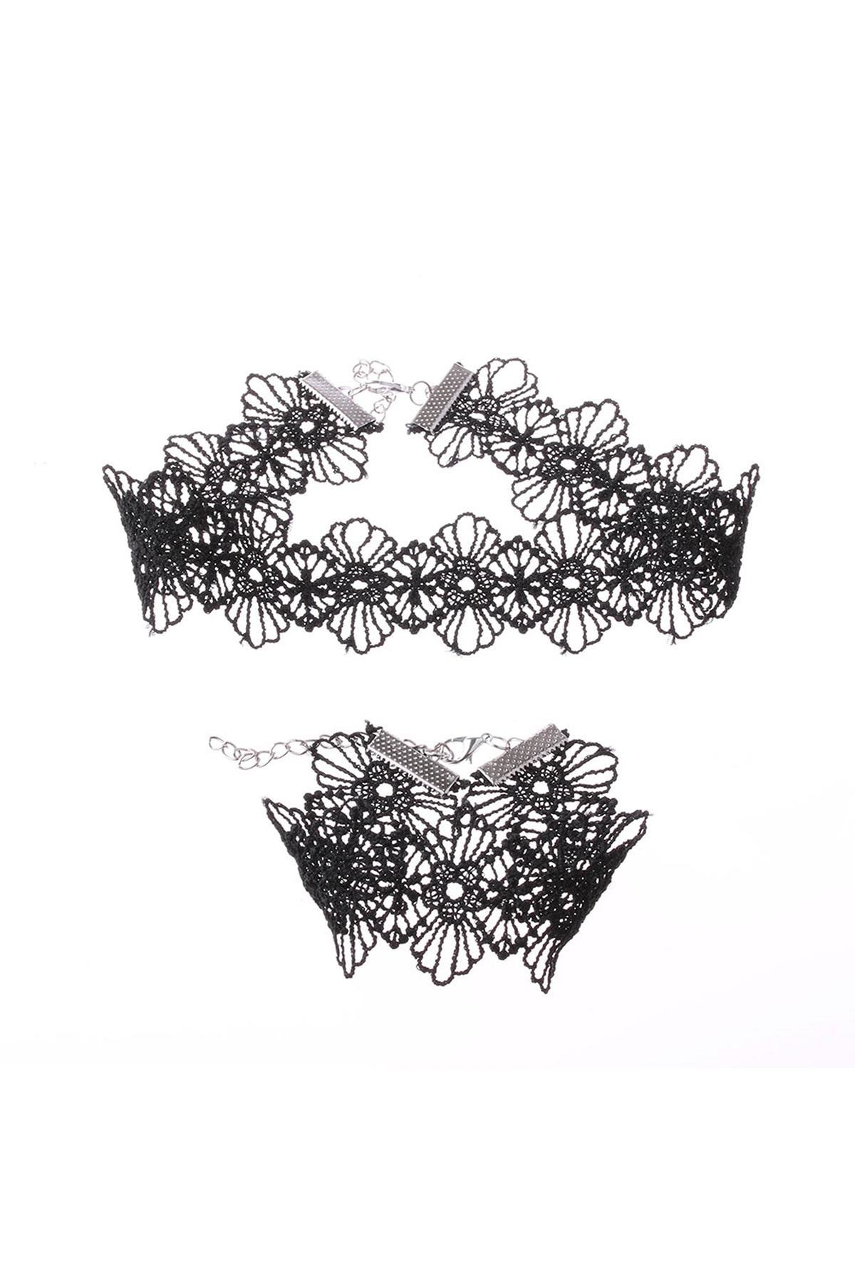 VipBT Retro Çiçek Dantel Choker ve Bileklik Kolye Siyah TR32792968803