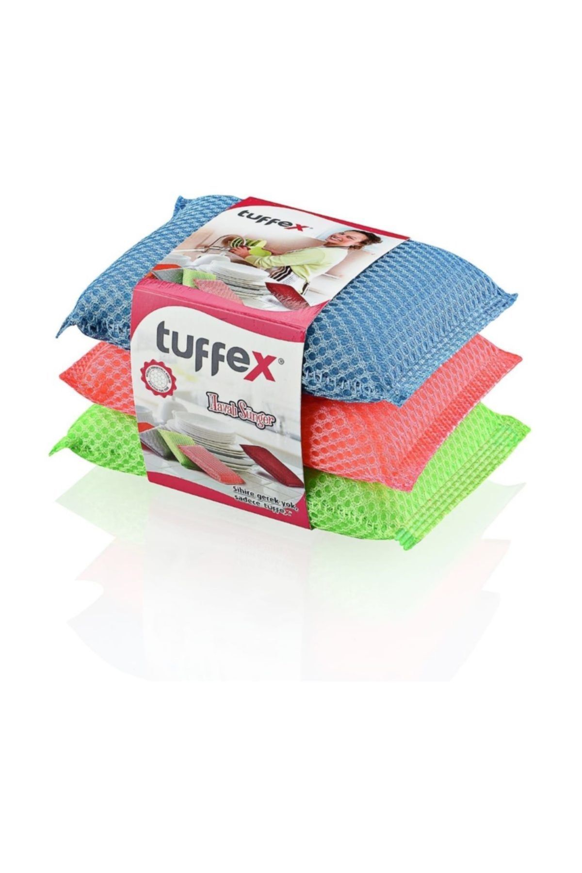 Tuffex Havalı Microfiber Bulaşık Süngeri 3 Adet