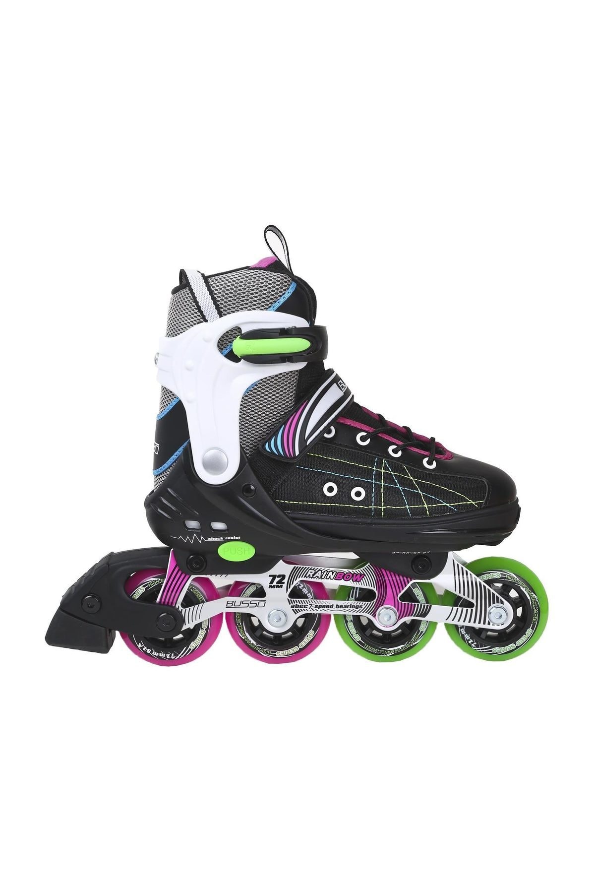 BUSSO Unisex Çocuk Siyah Rainbow Ayarlanabilir Fitness Pateni Buss15034003Mlc