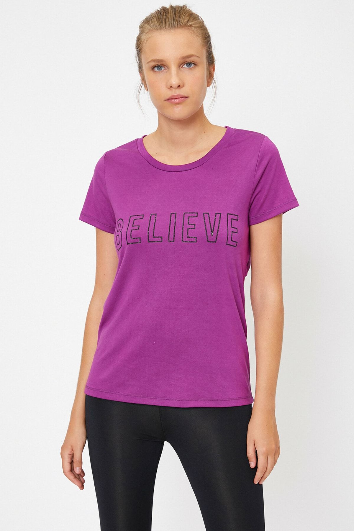 Koton Kadın Ebru Salli Loves Yazi Baskili T-shirt