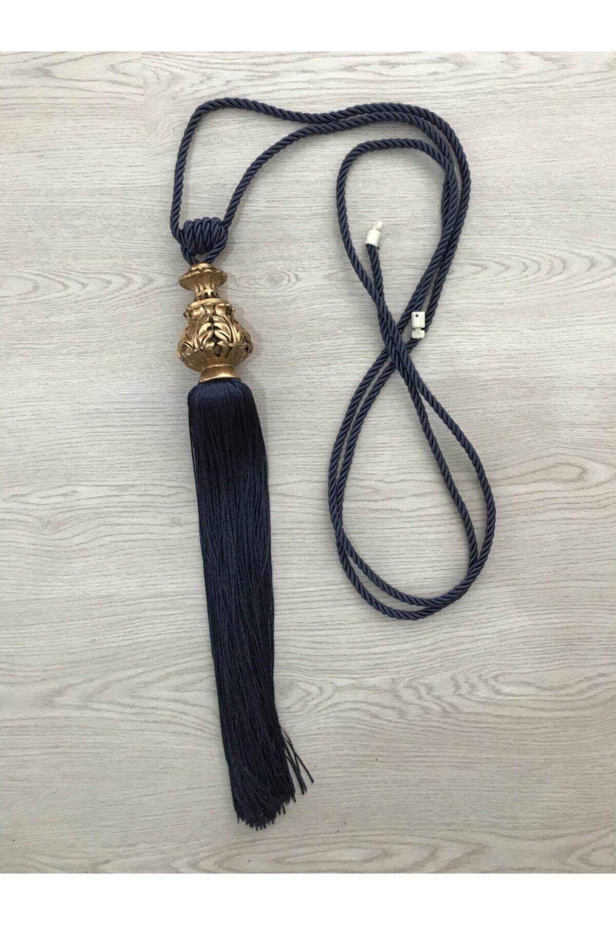 Turkuaz Perde Fon Perde Lacivert Tavan Bağlama Kolu- Varaklı Döküm Braçol
