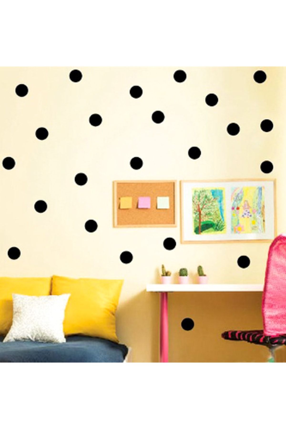 sticker sepetim puantiyeli duvar stickeri dekorasyon sticker puan cocuk odasi figuru polka dots siyah fiyati yorumlari trendyol