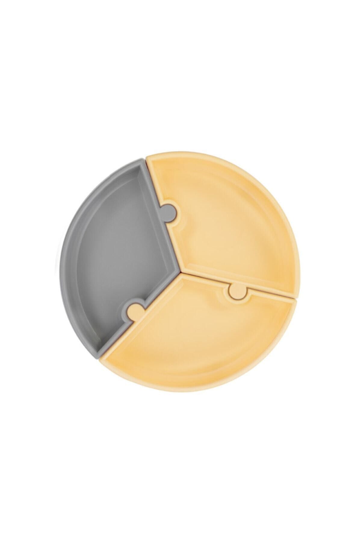 Oioi Puzzle Vakum Tabanlı Mama Tabağı Premium Silikon Sarı/ Gri Yeni Seri