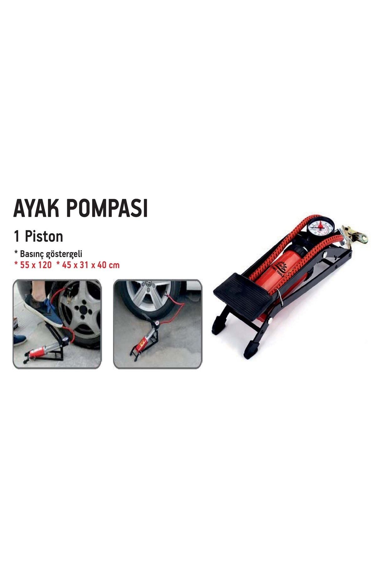 Satış Diyarı Basınç Göstergeli Ayak Pompası 1 Piston