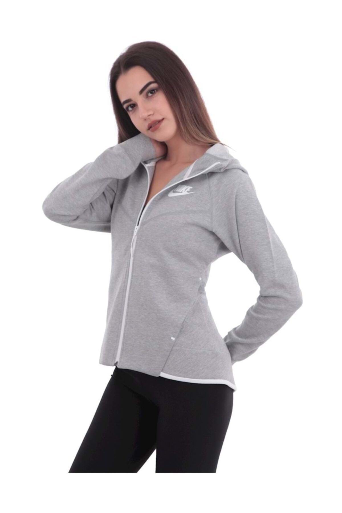 Nike W Nsw Tch Flc Wr Hoodıe Fz Kadın Ceket Gri