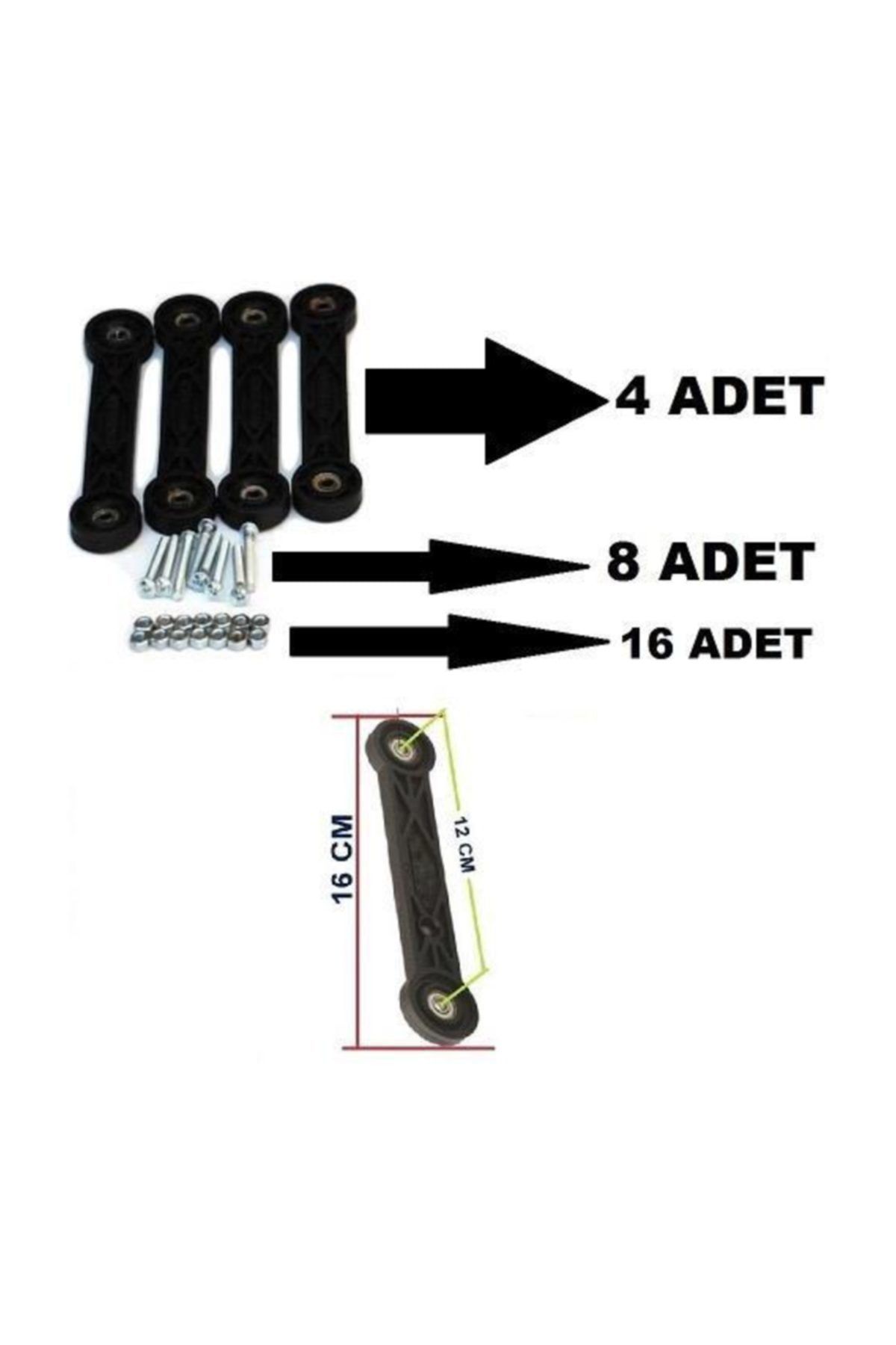 Arwino 12 cm İki Delik Arası Siyah Beşik Sallama Çocuk Bebek Beşiği Aparatı