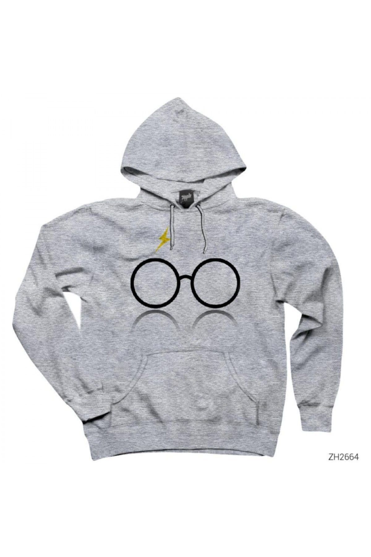 Z zepplin Harry Potter Glasses 2 Gray Hooded Sweatshirt Hoodie